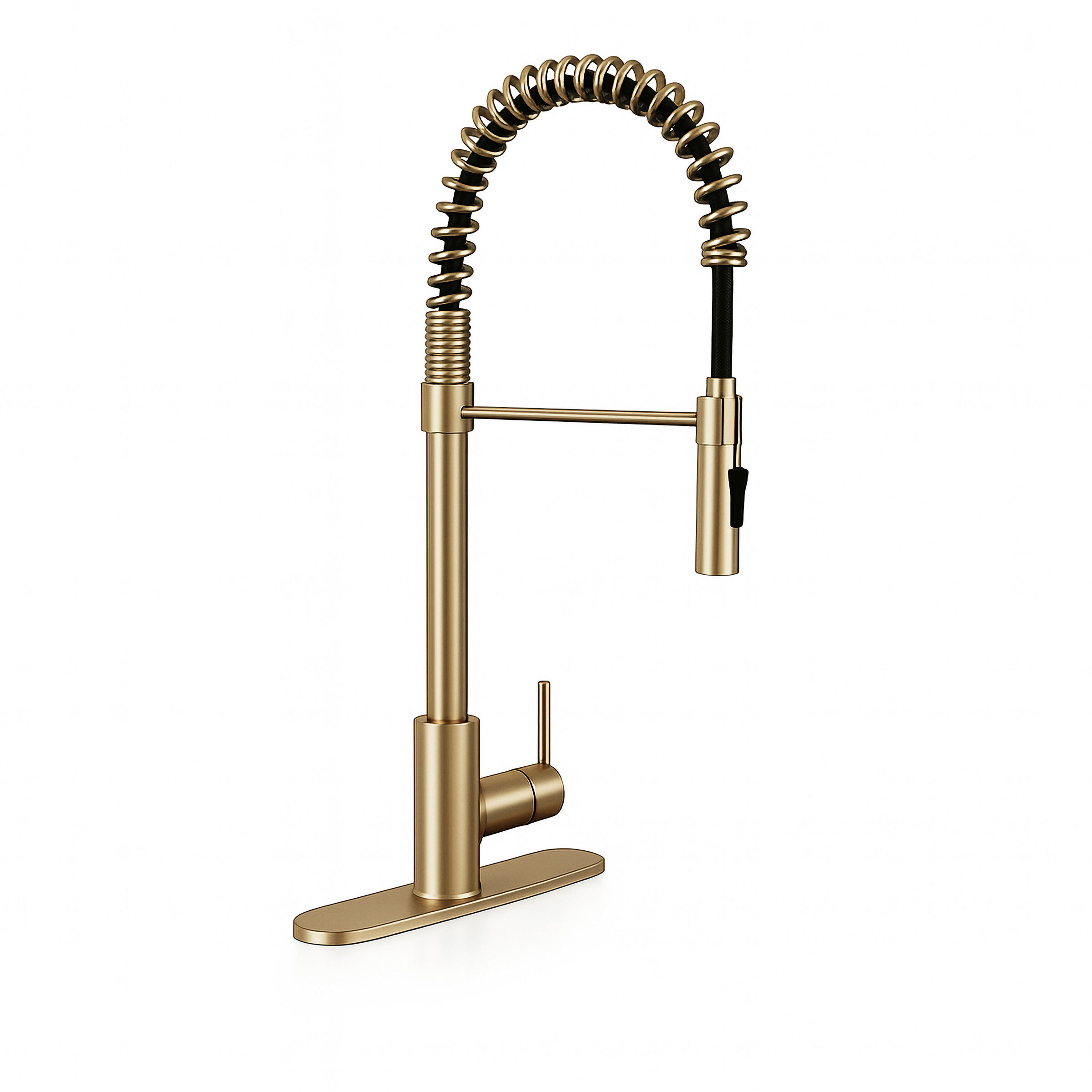 1 Handle Pull Down Sprayer Kitchen Faucet With Deckplate 804 Gold