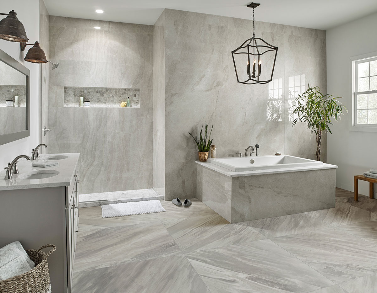 Bardiglio backsplash in a bar — view 5