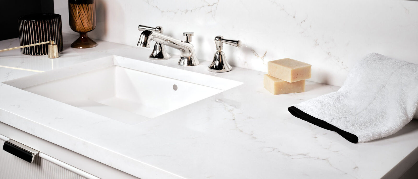 Calacatta Delios Quartz countertop installed