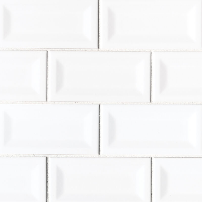Inverted Bevel White Subway Tile tile, full view