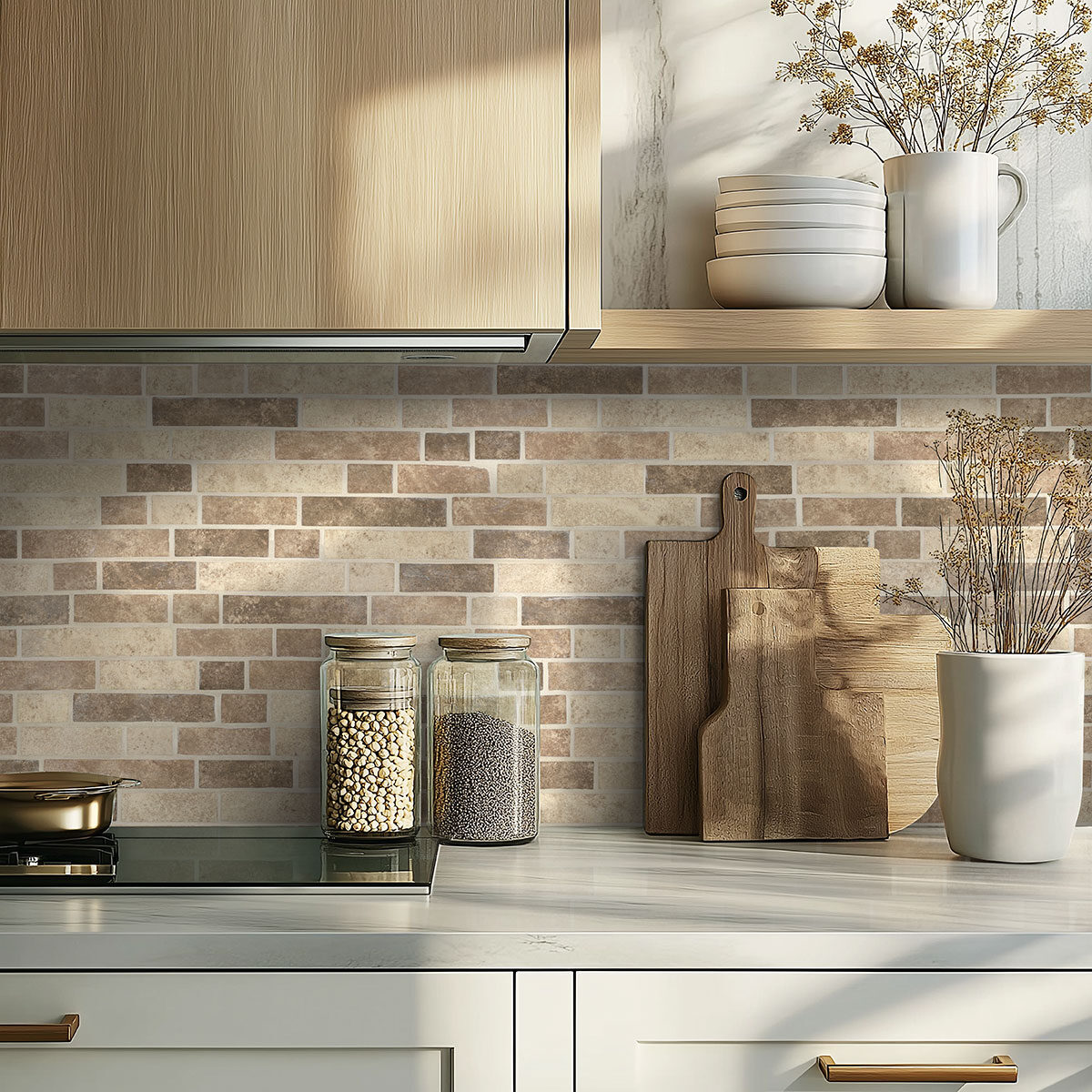 Sandhills Interlocking 6mm backsplash in a kitchen