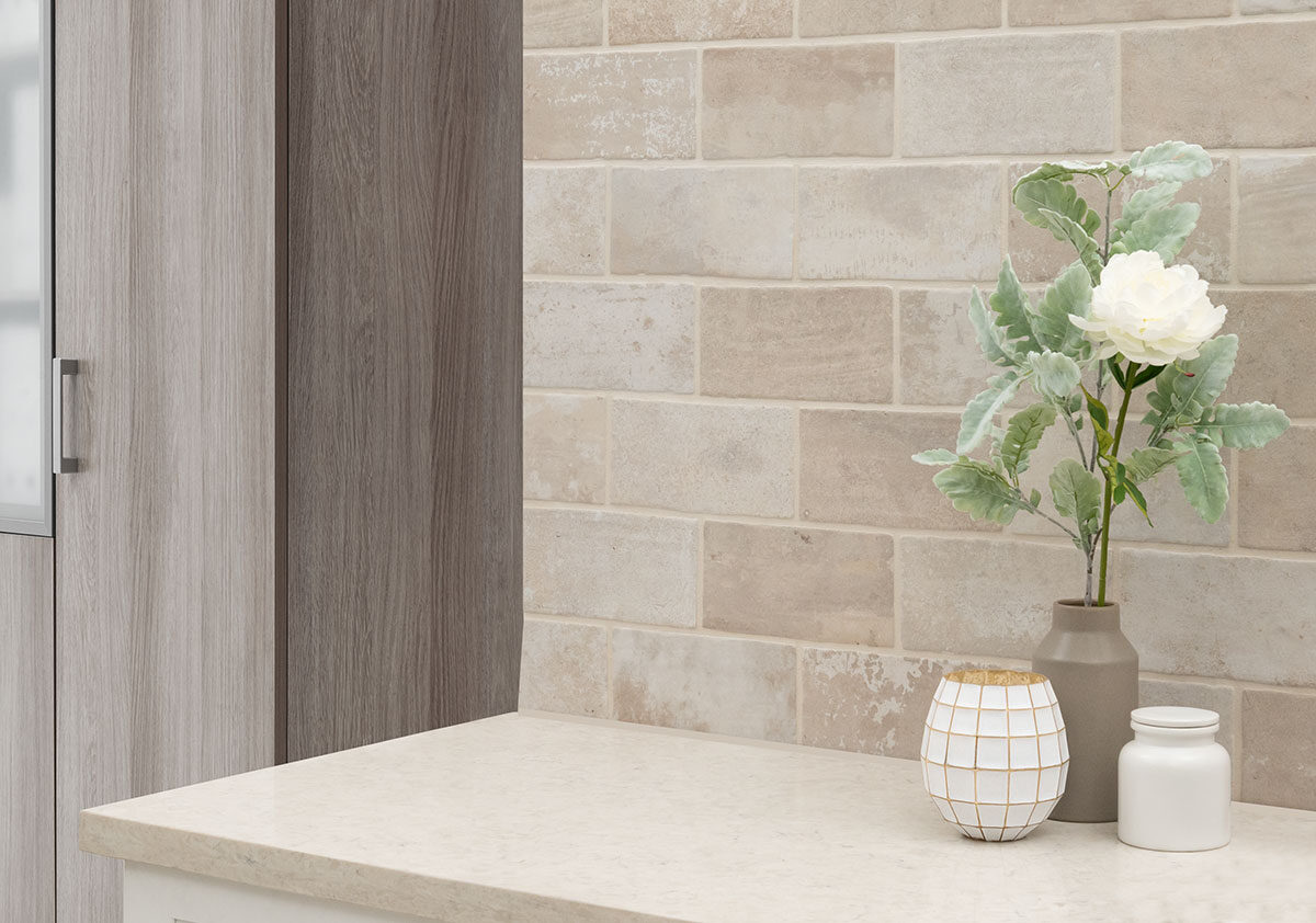Brickstone Ivory 5x10 backsplash installed — view 4