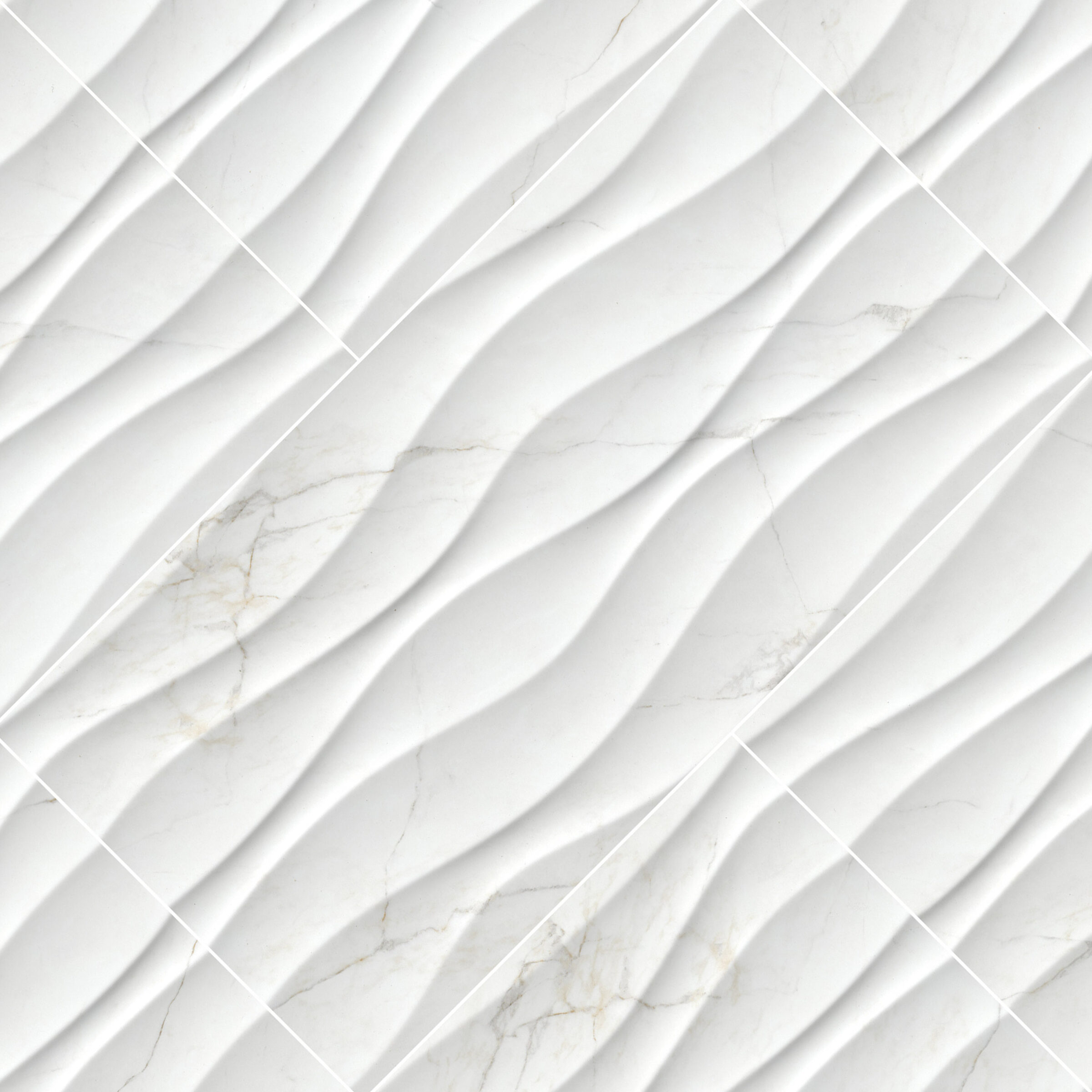 Dymo Calacatta Wavy White 12x24 Glossy surface detail — view 2