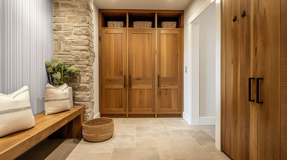Pearl backsplash in a entryway