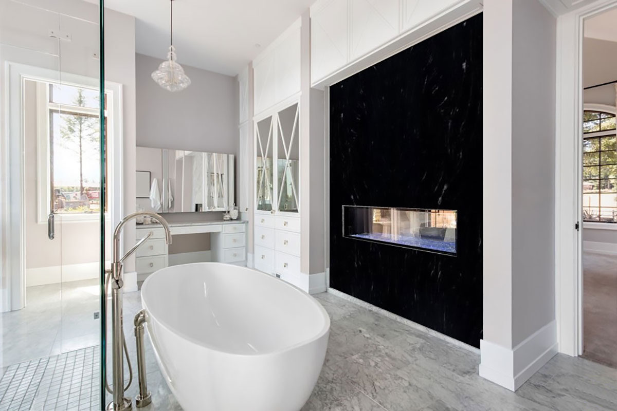 Via Lactea countertop in a bathroom