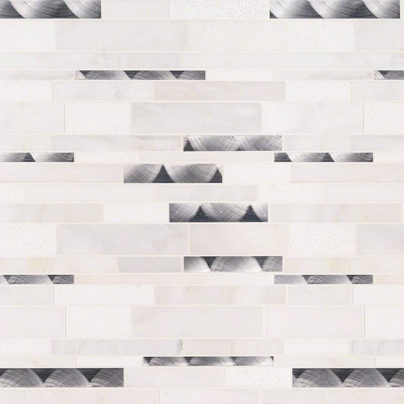 Moderno Blanco Interlocking 12x18 Pattern 8mm tile, full view