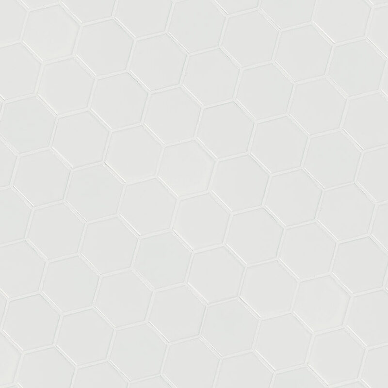 White Matte 2” Hexagon Mosaic Tile surface detail