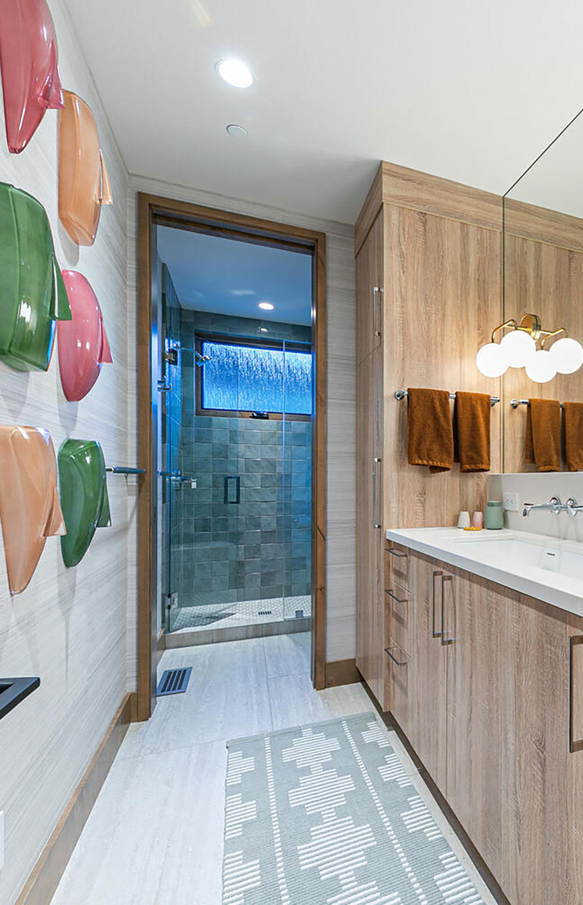 Renzo Jade 5x5 Wall Tile backsplash installed — view 3