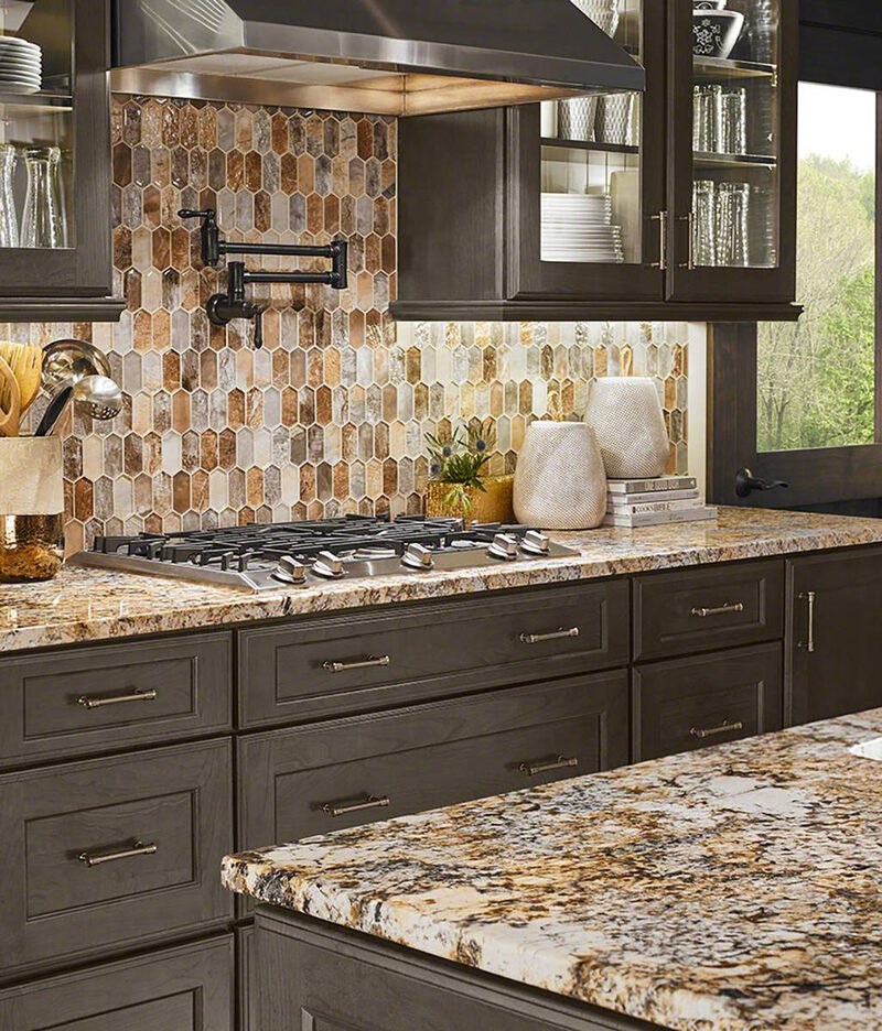Caravelas Gold Granite countertop installed — view 2