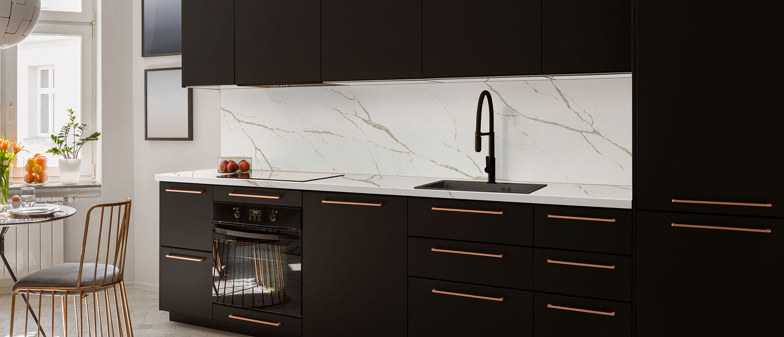 Calacatta Laza Oro Quartz countertop installed — view 2