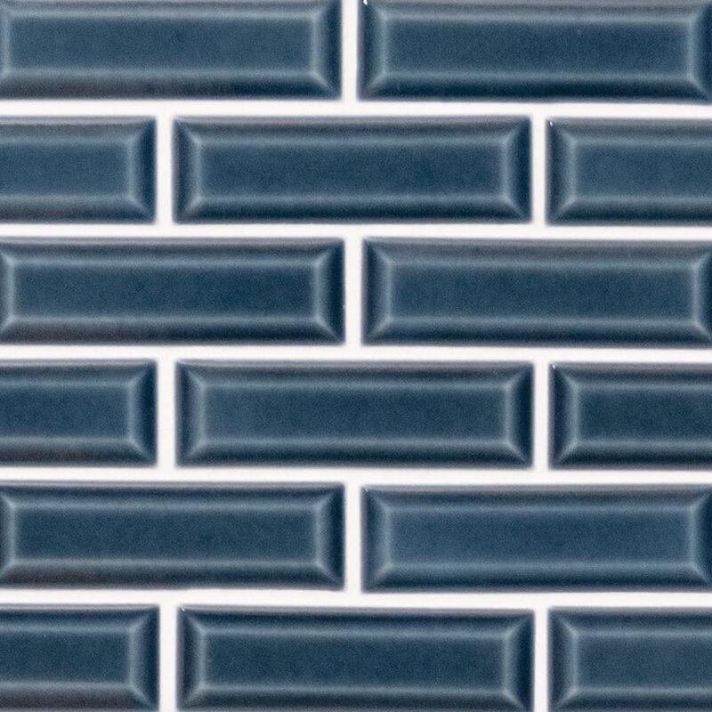Bay Blue Beveled Tile 2x6 tile, full view