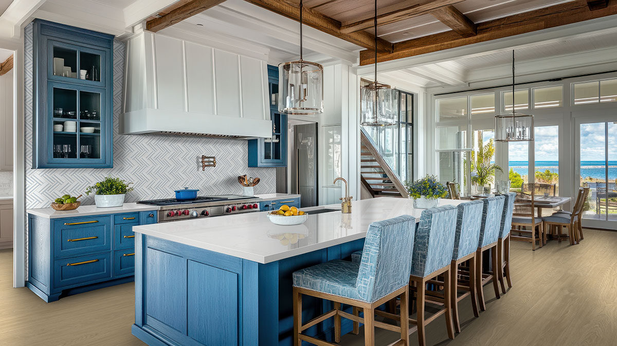 Azula Linea Polished backsplash in a kitchen