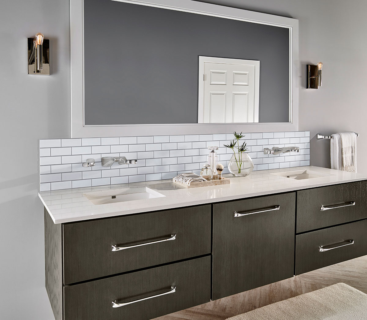 Retro Brick Bianco 6mm Matte Tile backsplash installed