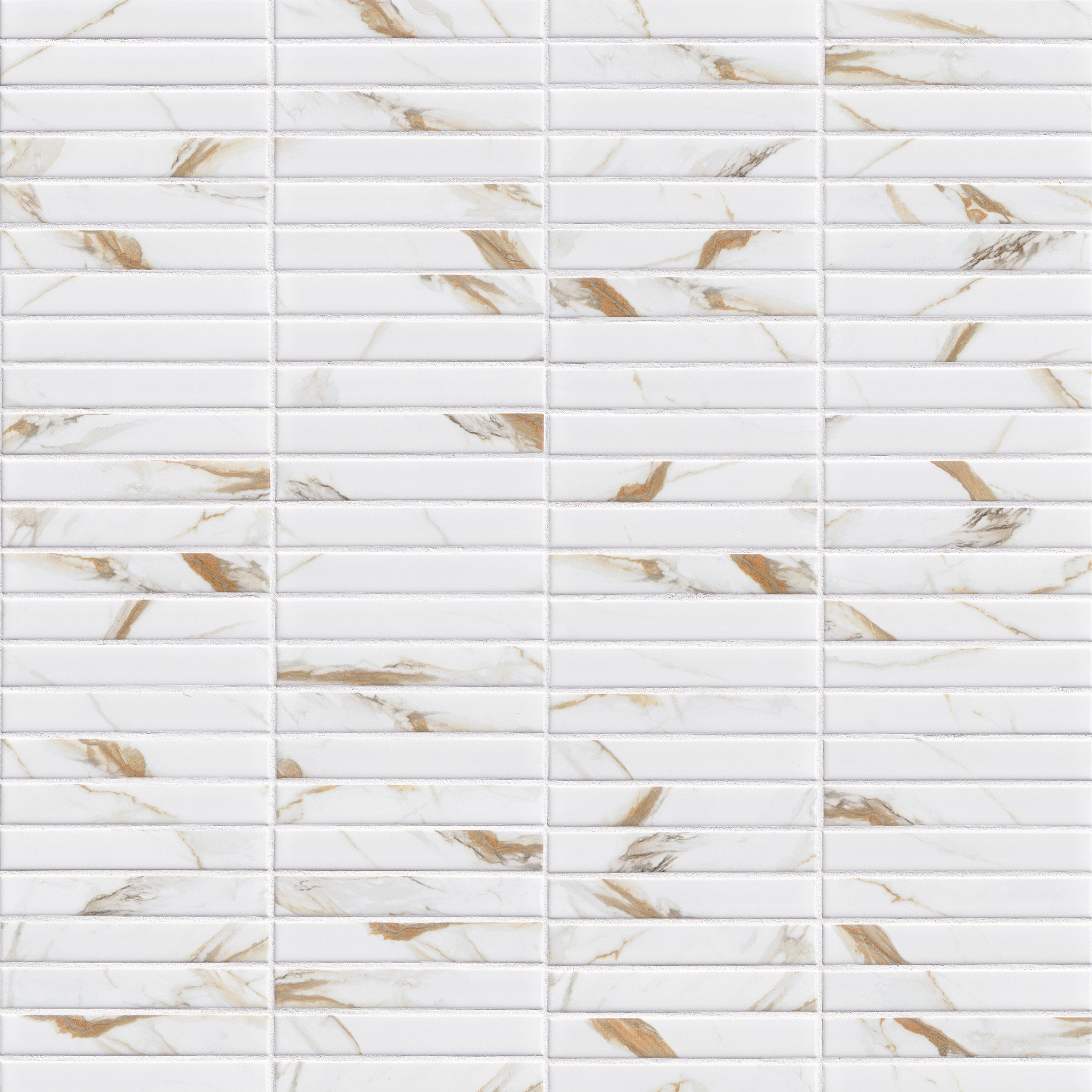 Calacatta Gold Matte 1x6 Stack Pattern surface detail