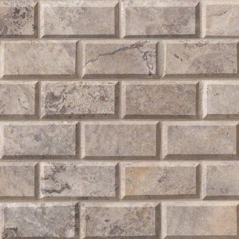 Silver Travertine Subway Tile 2x4 tile