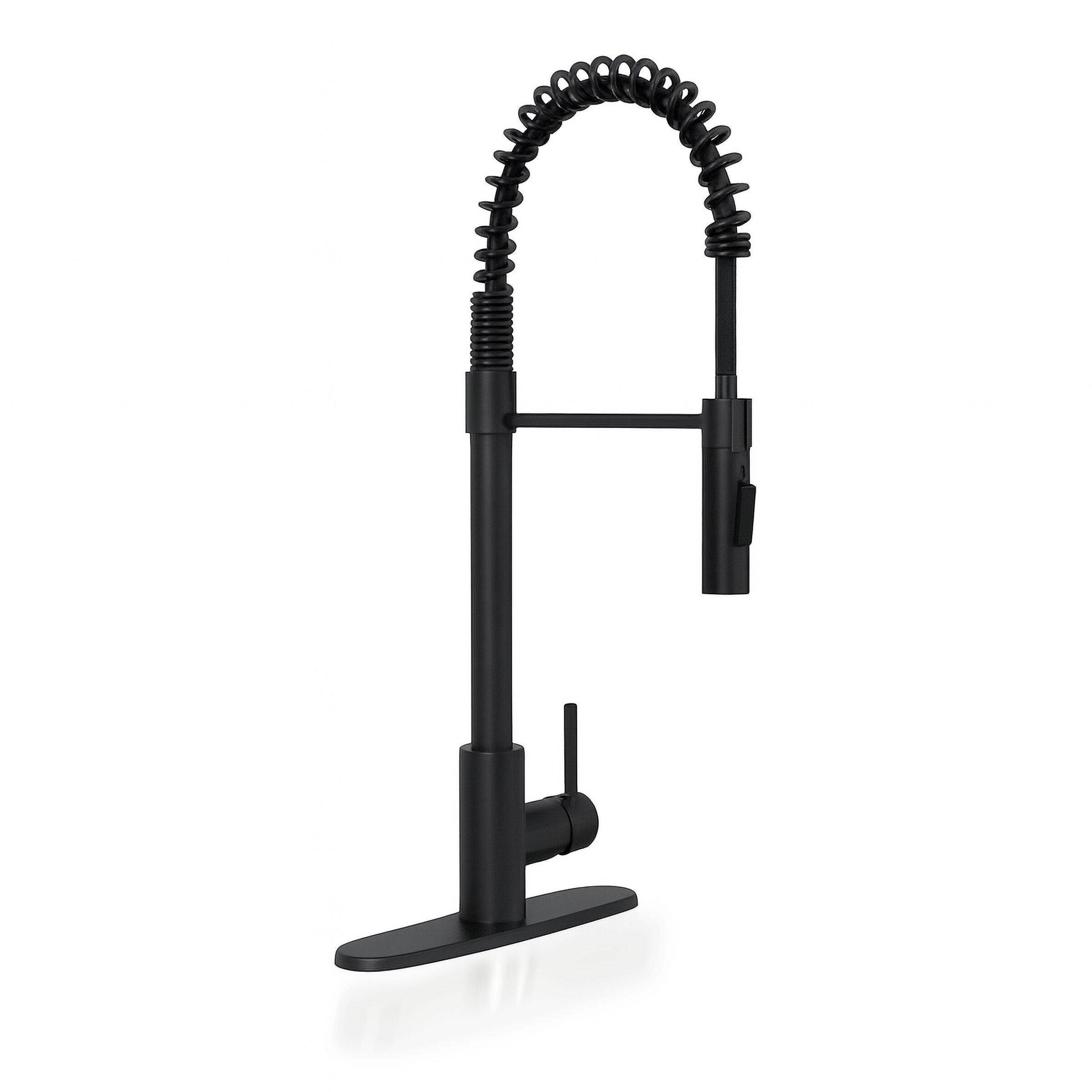 1 Handle Pull Down Sprayer Kitchen Faucet With Deckplate 804 Matte Black