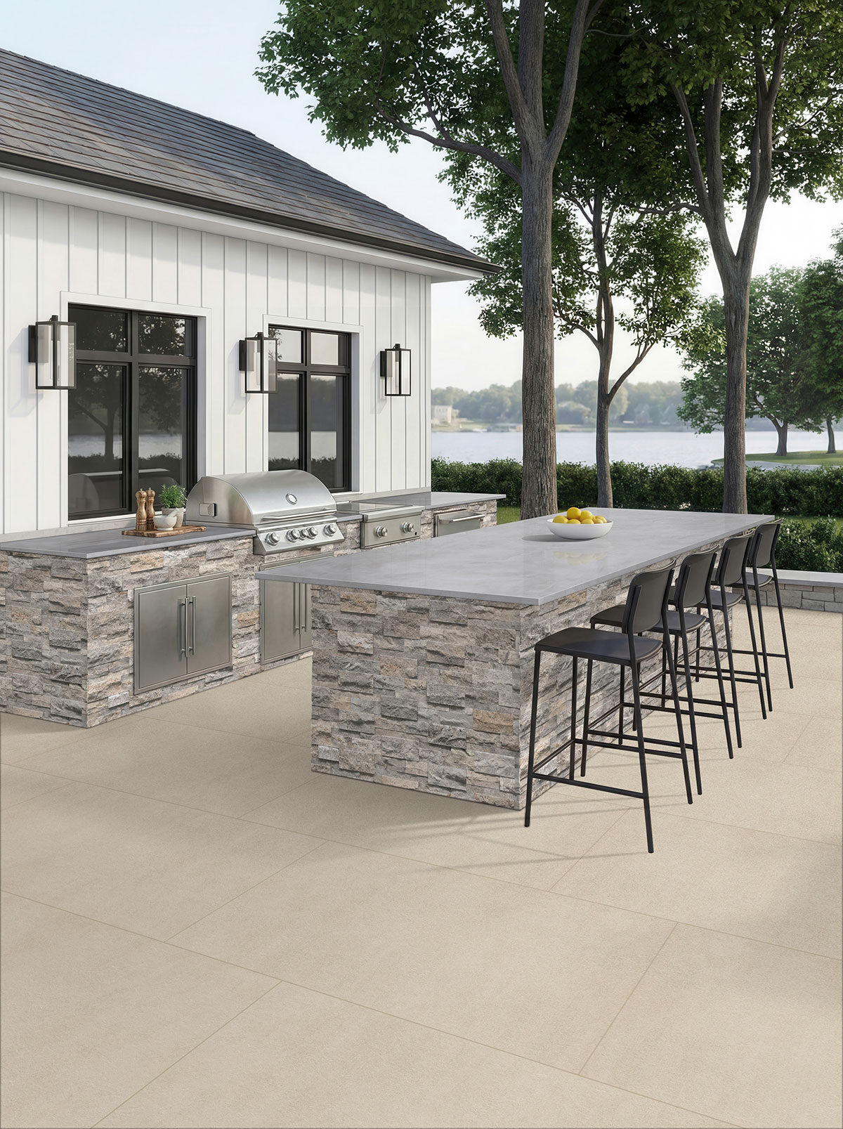 Cement Ash backsplash in a outdoor hardscape — view 6