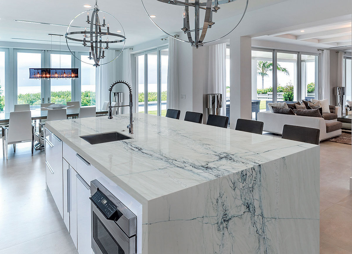 Fantasy Montreal Quartzite countertop installed — view 6
