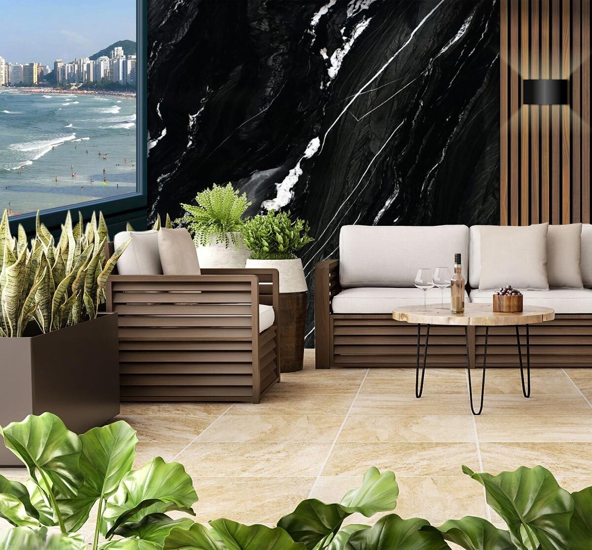 Andes Black Quartzite countertop installed — view 13
