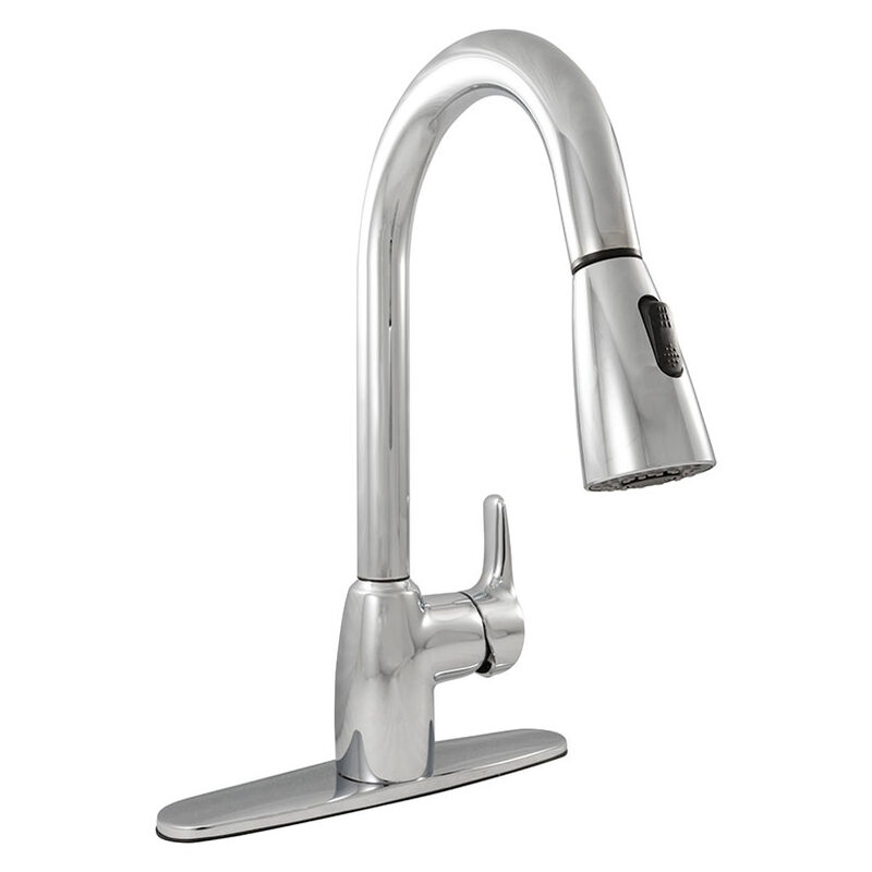 1 Handle Pull-Out Sprayer Kitchen Faucet - 802 Chrome faucet, full view