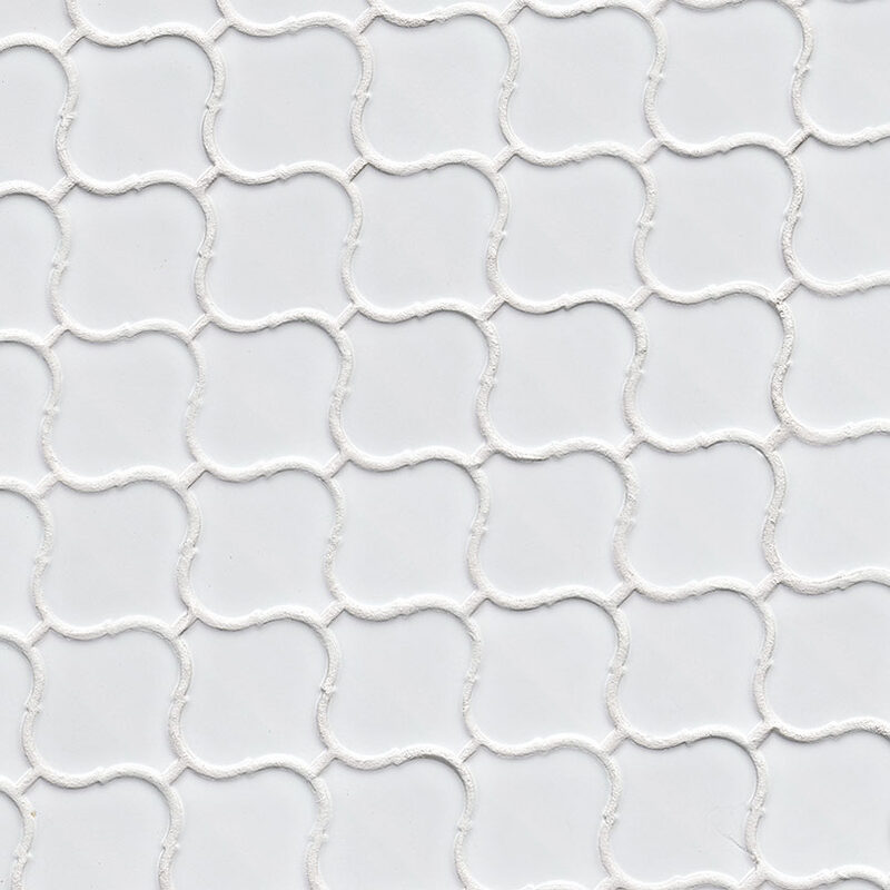 White Glossy Arabesque Tile surface detail