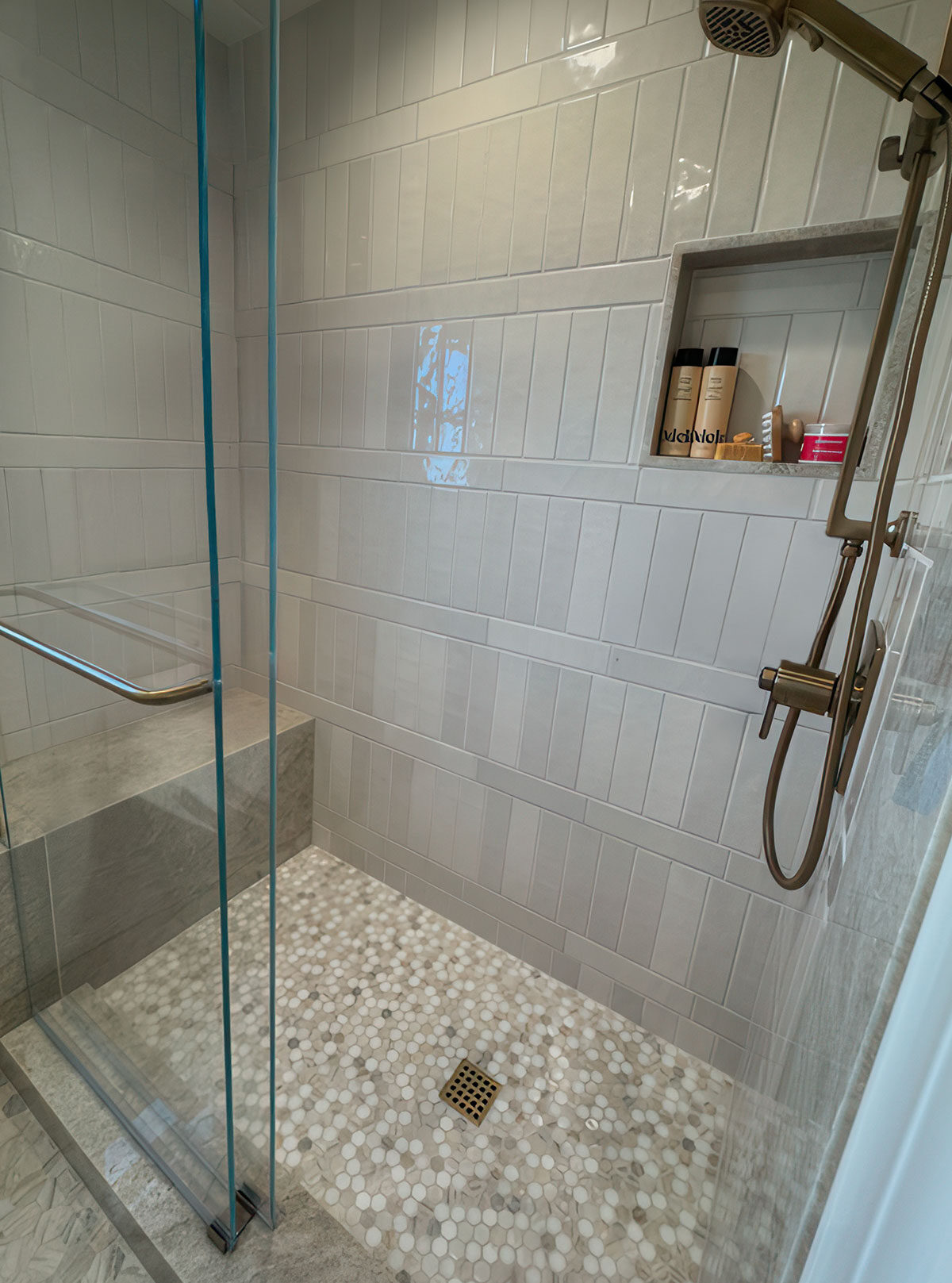 Renzo Dove 3x12 Wall Tile backsplash in a kitchen