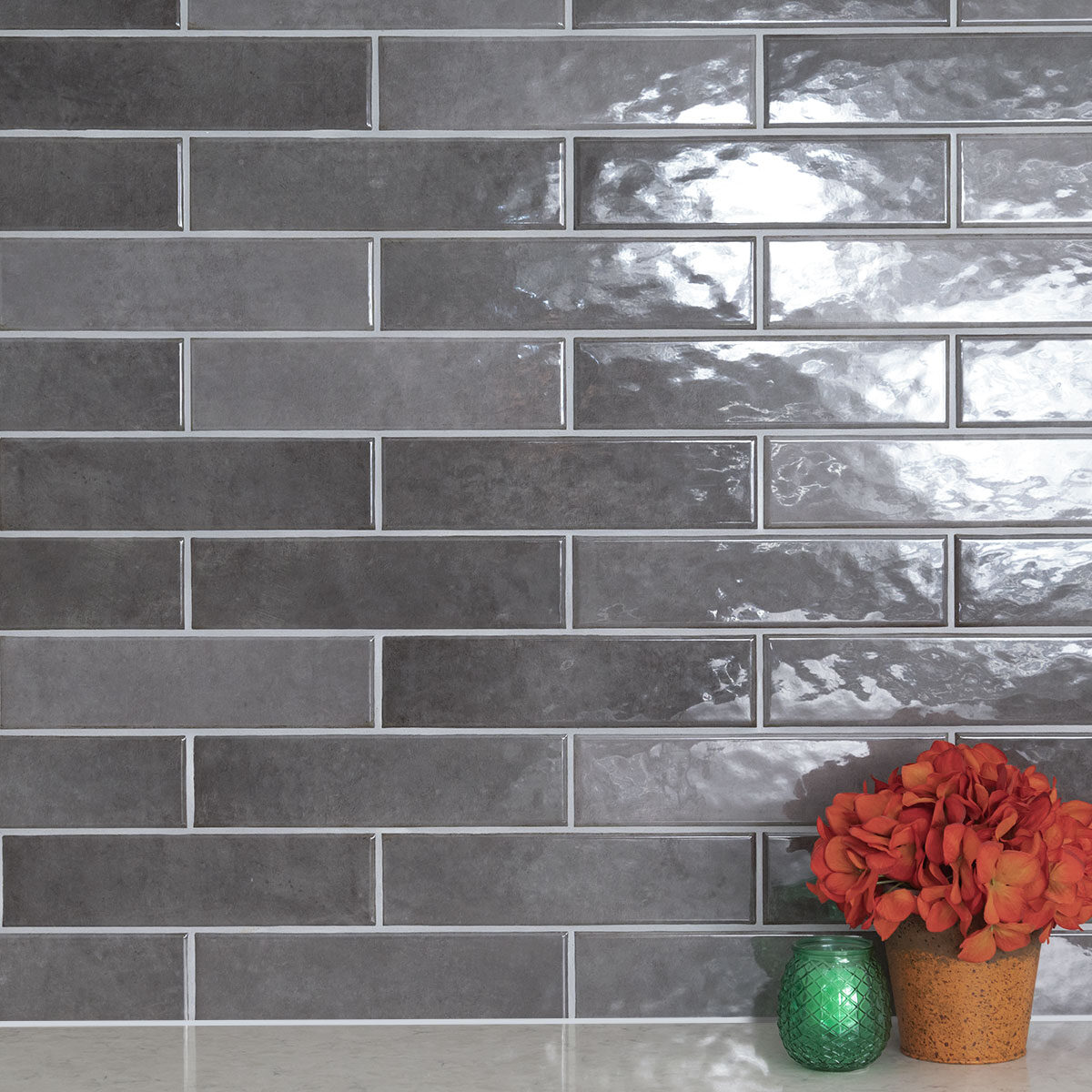 Renzo Storm 3x12 Wall Tile backsplash installed — view 4