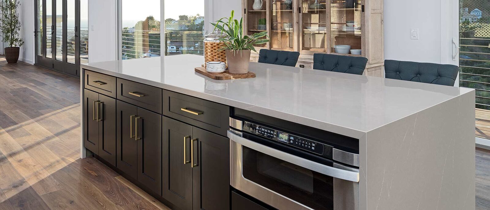 Soapstone Mist Quartz countertop installed