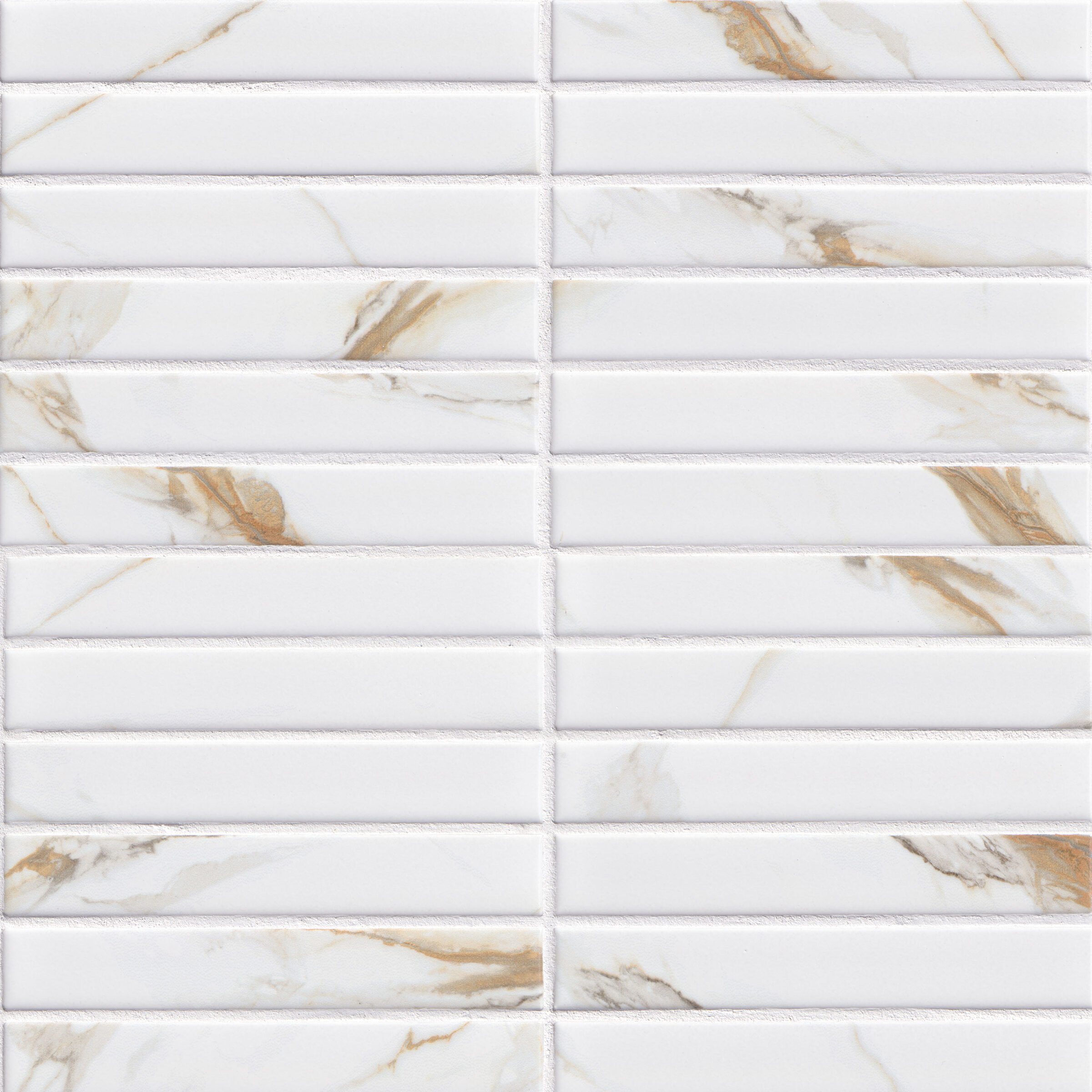 Calacatta Gold Matte 1x6 Stack Pattern tile, full view