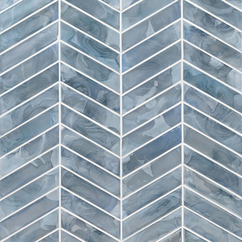 Blue Shimmer Chevron 6mm tile, full view