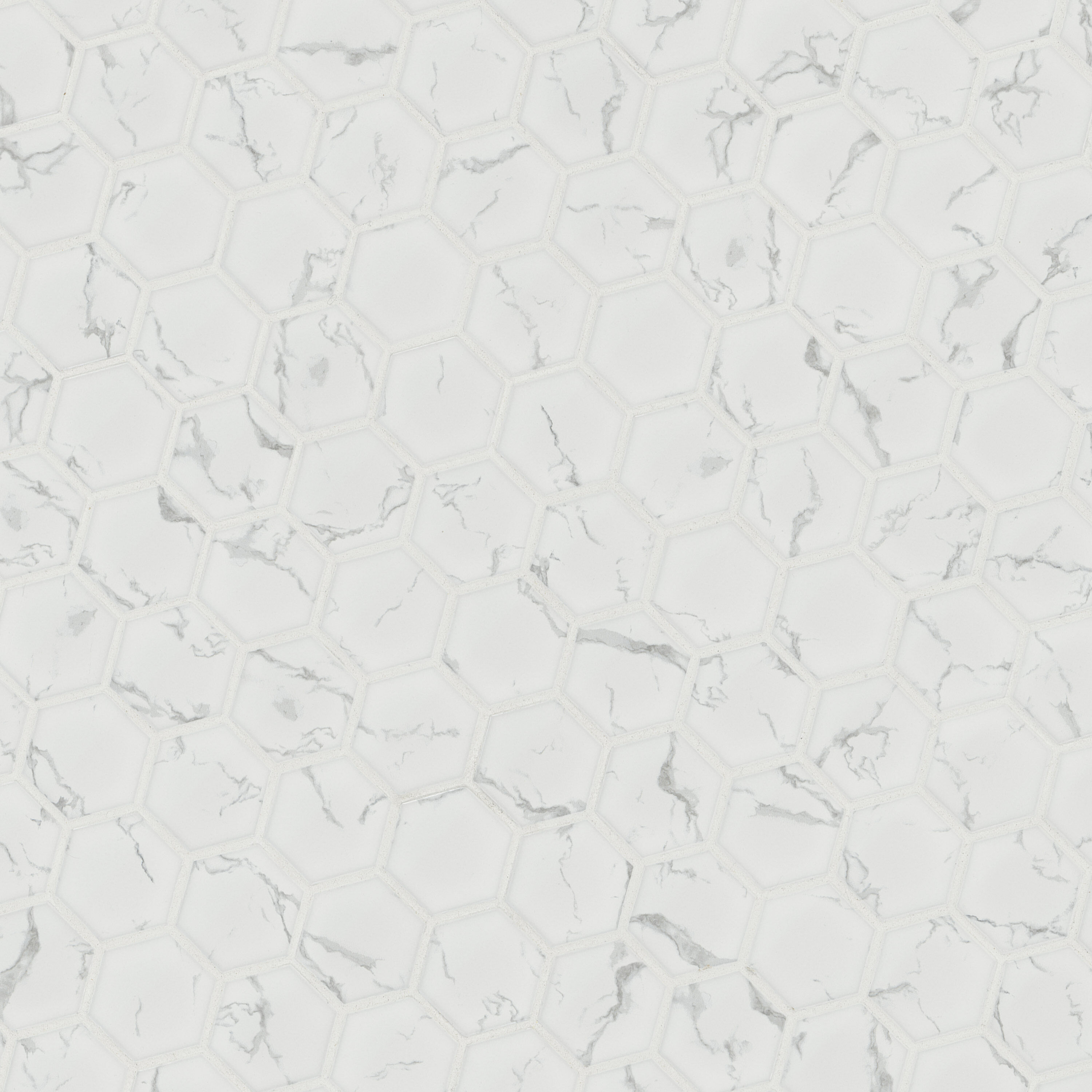 Carrara Matte 2" Hexagon surface detail