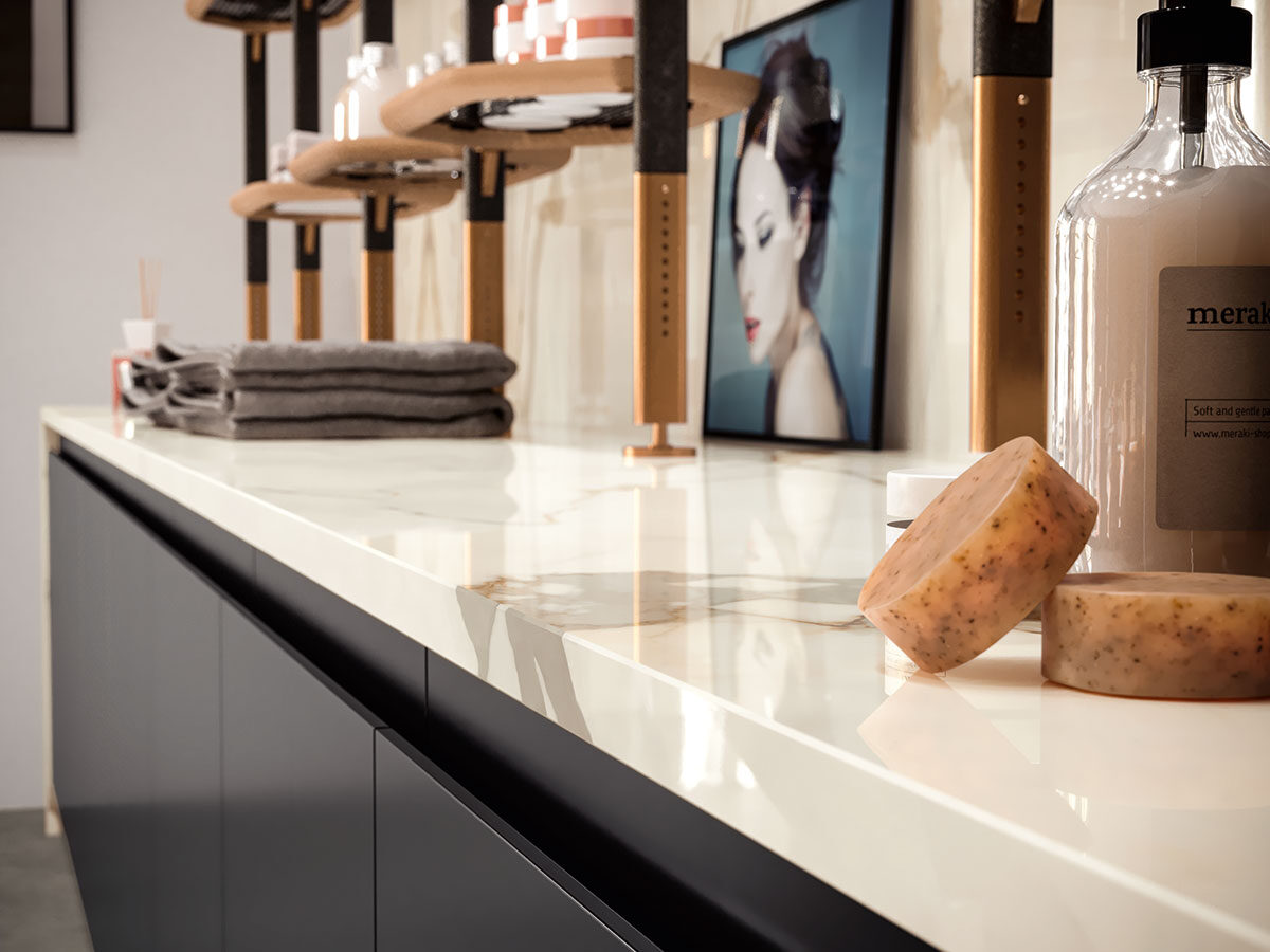 Calacatta Marbella Polished backsplash in a kitchen — view 6