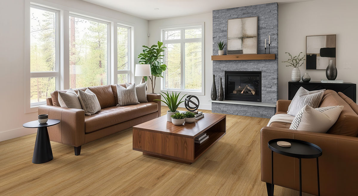 Glacial Grey backsplash in a living room — view 3