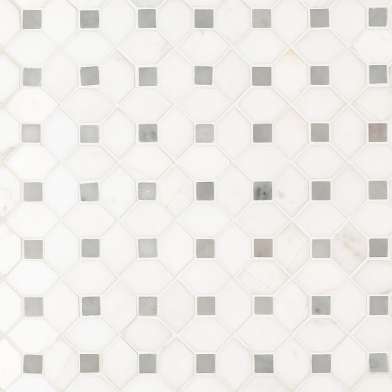 Bianco Dolomite Dotty Pattern Mosaic Tile tile, full view