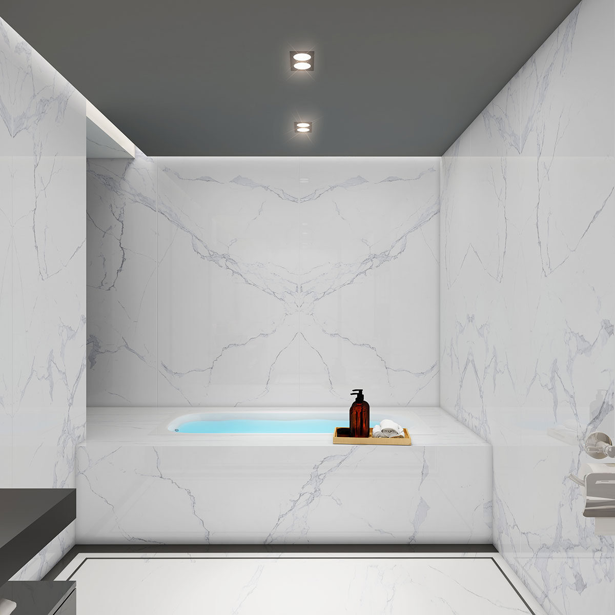 Glacier Pearl backsplash in a shower — view 4