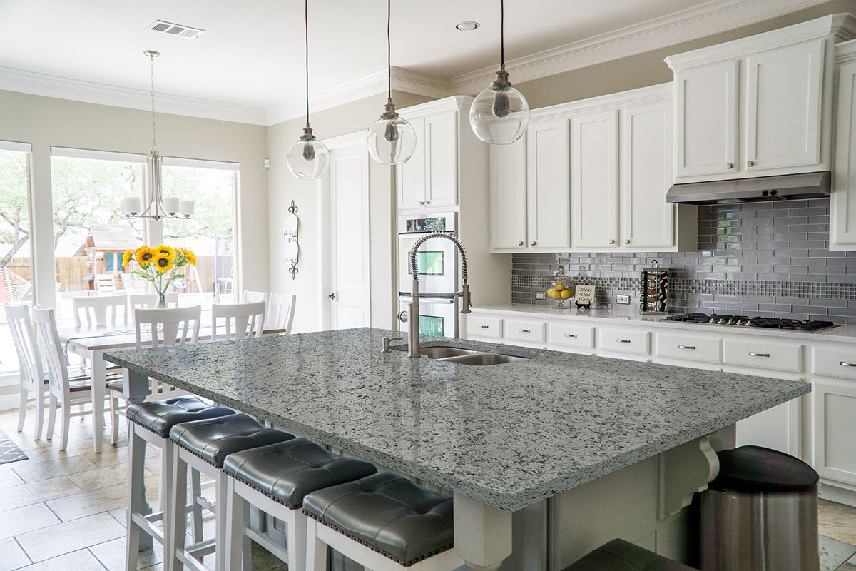 White Napoli countertop installed — view 2
