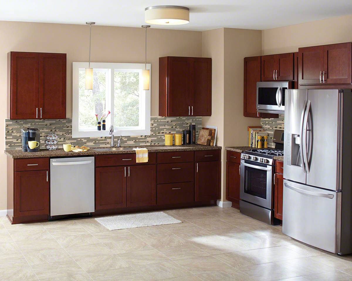 Champagne Toast Interlocking Pattern 4mm backsplash installed — view 3