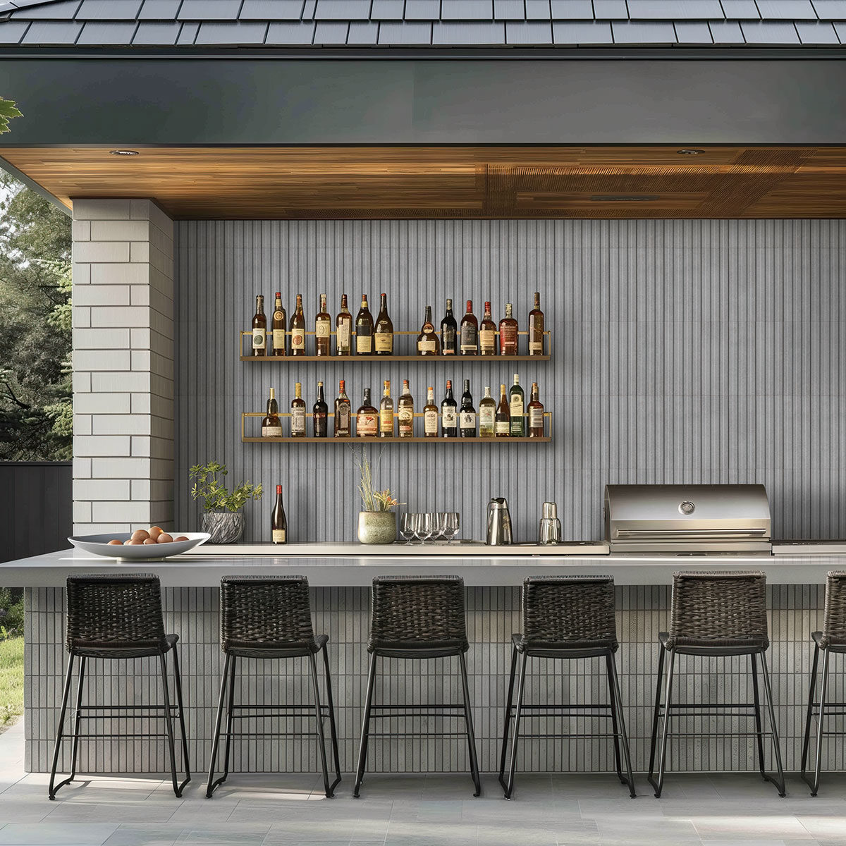 ceniza backsplash in a outdoor hardscape