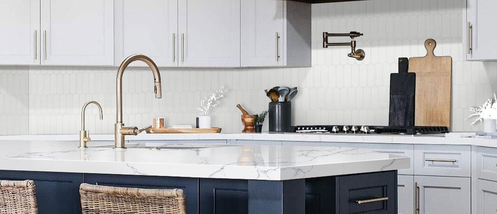 Statuary Classique Quartz countertop in a kitchen