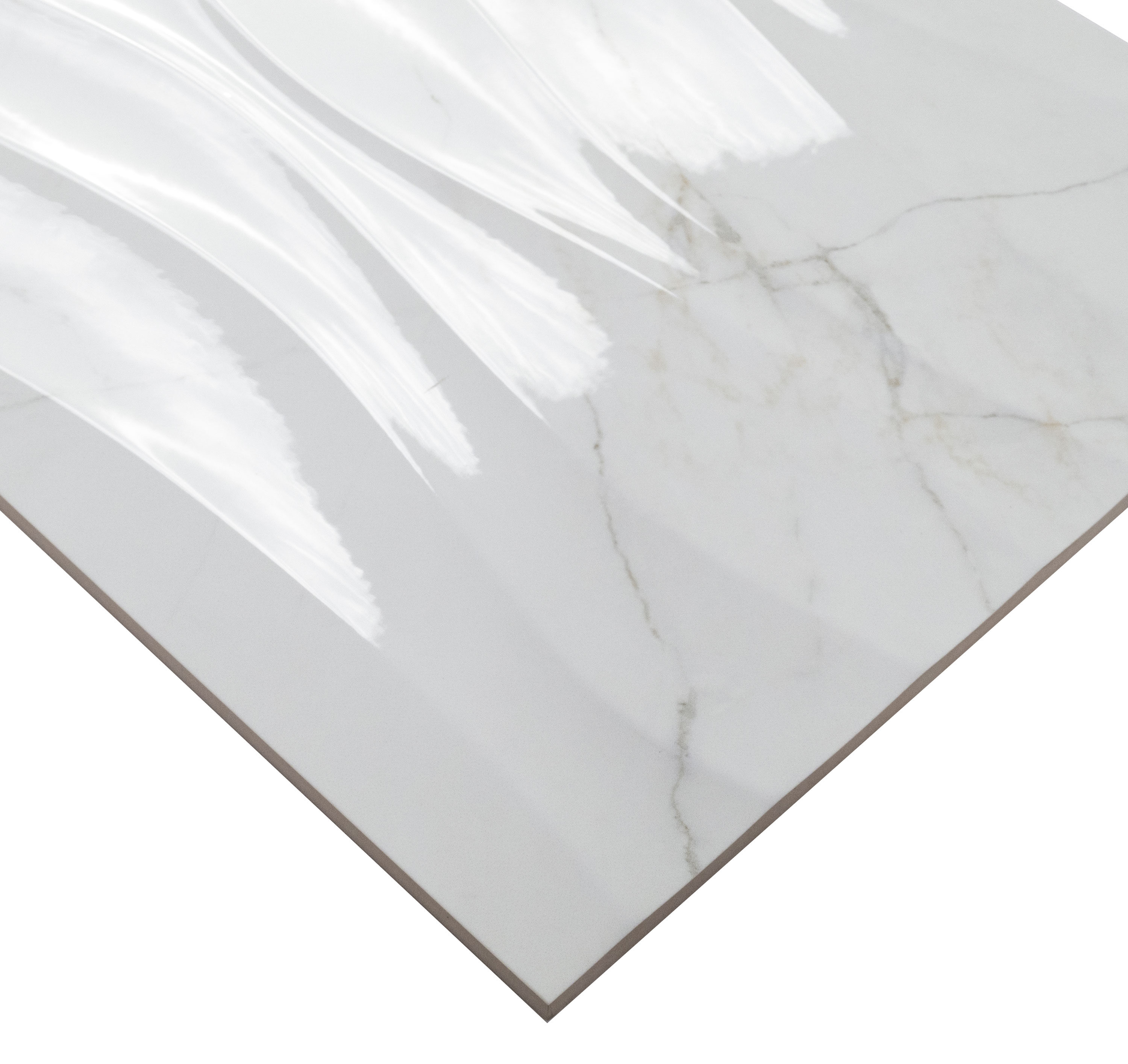 Dymo Calacatta Wavy White 12x24 Glossy surface detail
