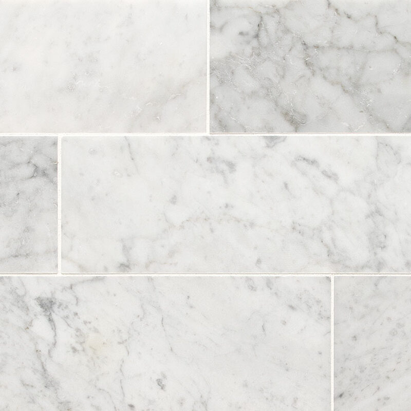 Carrara White 4x12 Honed Subway Tile tile, full view