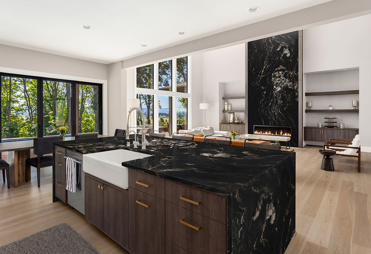Titanium Granite countertop installed — view 2