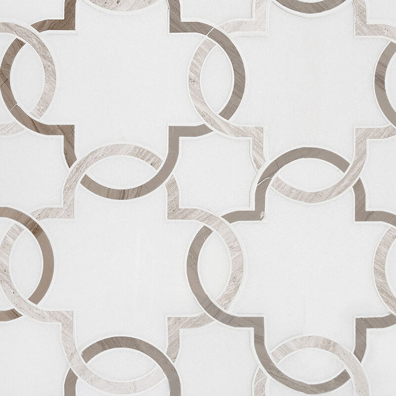 Bianco Quatrefoil Polished 10mm Tile tile, full view
