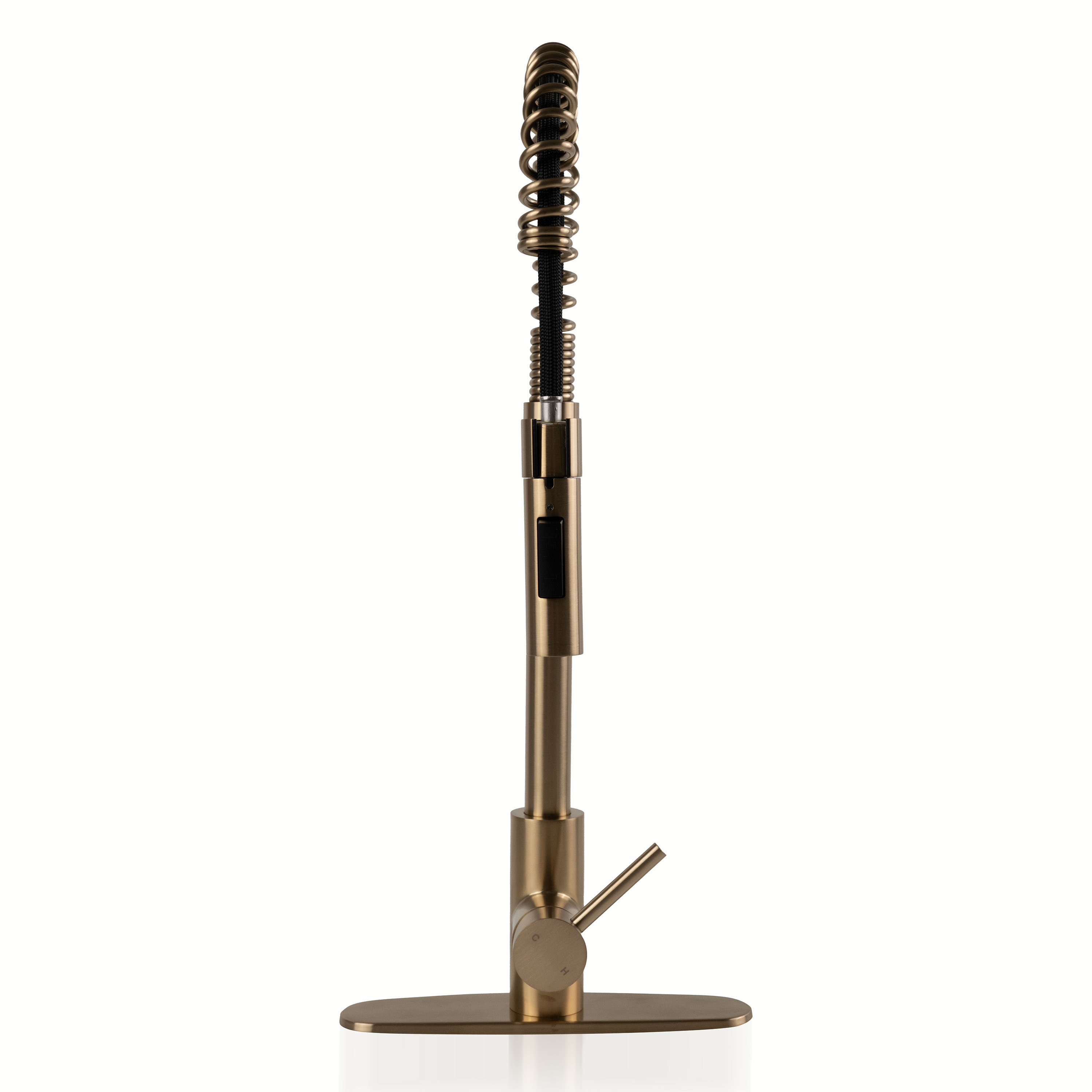 1-Handle Pull-Down Sprayer Kitchen Faucet with Deckplate - 804 Gold detail view