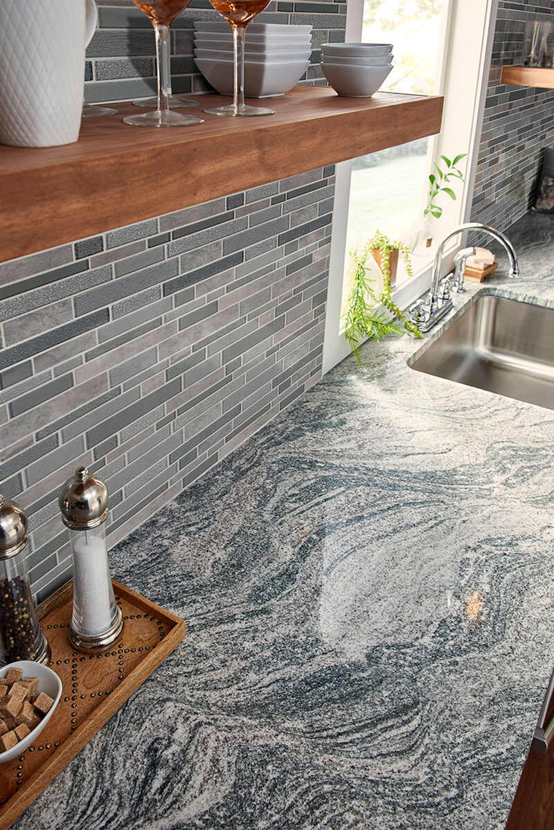 Smoky Alps Interlocking 8mm backsplash installed