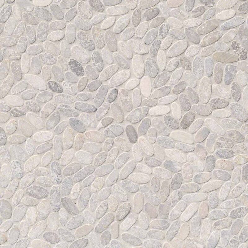 Sliced Pebble Ash Tumbled tile, full view