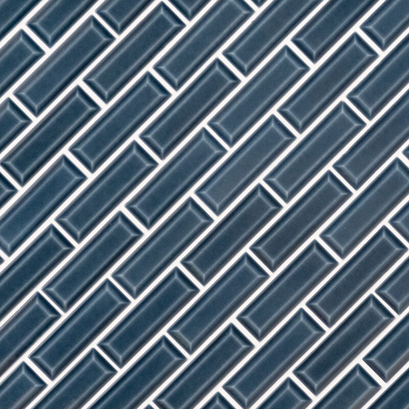 Bay Blue Beveled Tile 2x6 surface detail