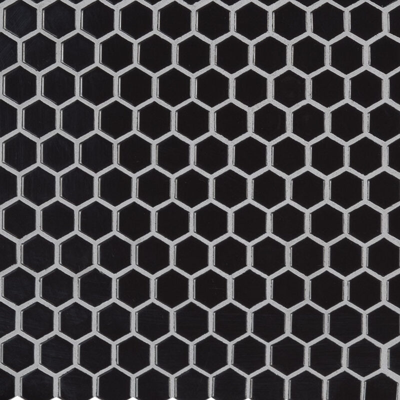 Retro Nero Hexagon Mosaic Tile tile, full view
