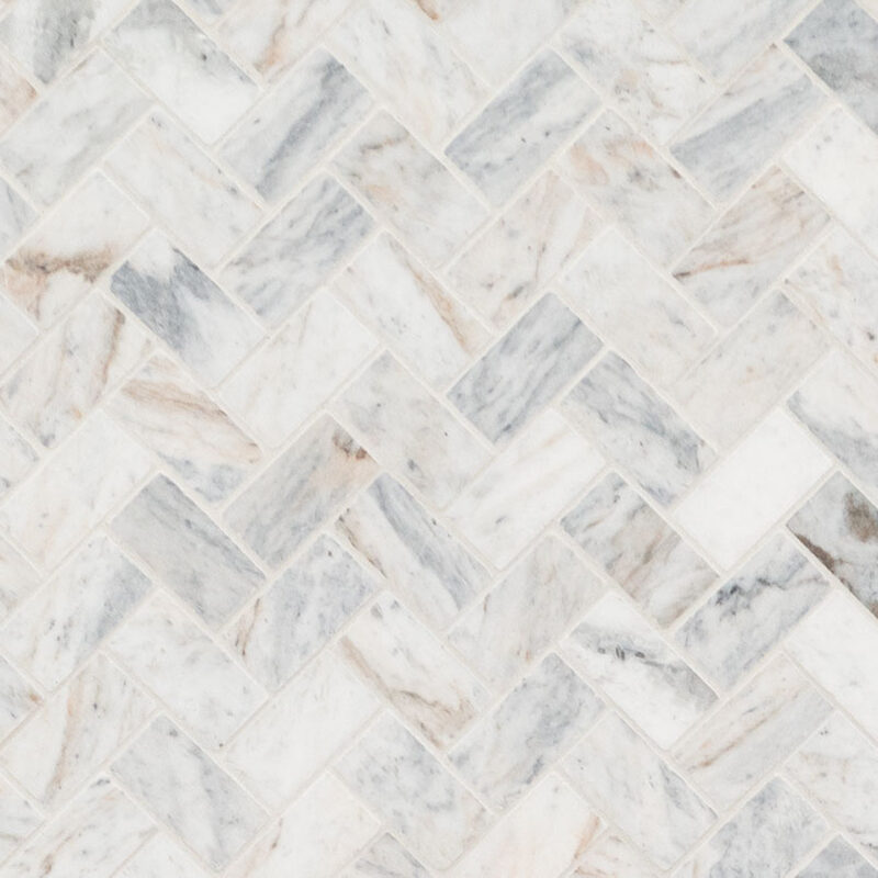 Capri Blue 1x2 Herringbone Honed Subway Tile tile, full view