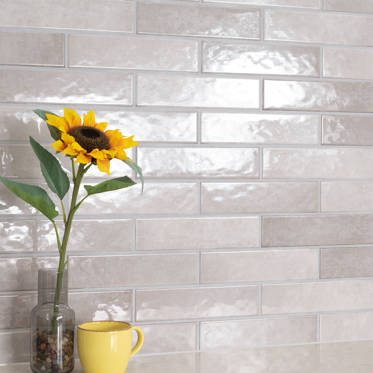 Renzo Sterling 3x12 Wall Tile backsplash installed — view 3